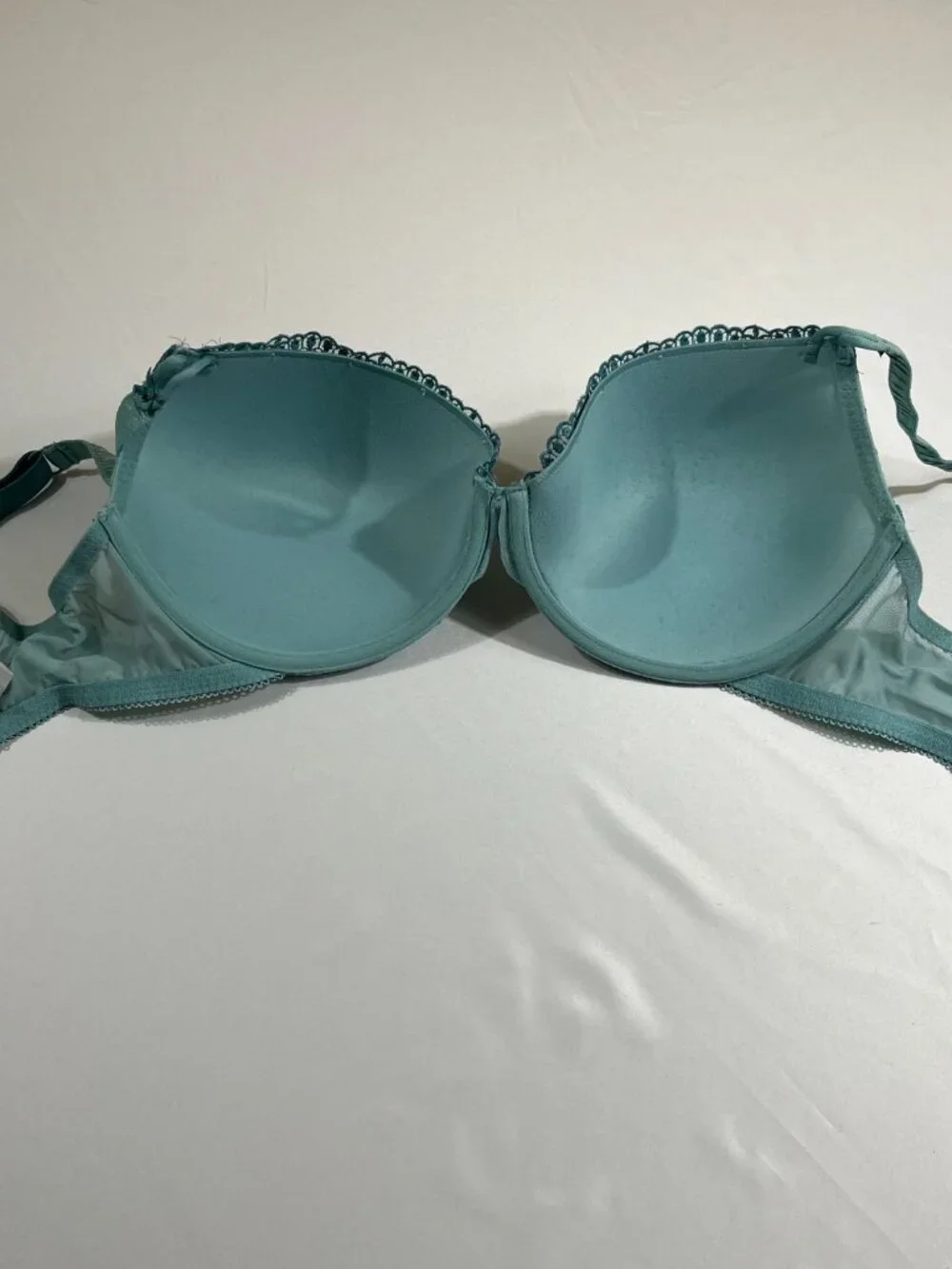 M&S Blue Floral Lace‎ Embroidery Bra & Knickers Lingerie Set 36DD UK 14